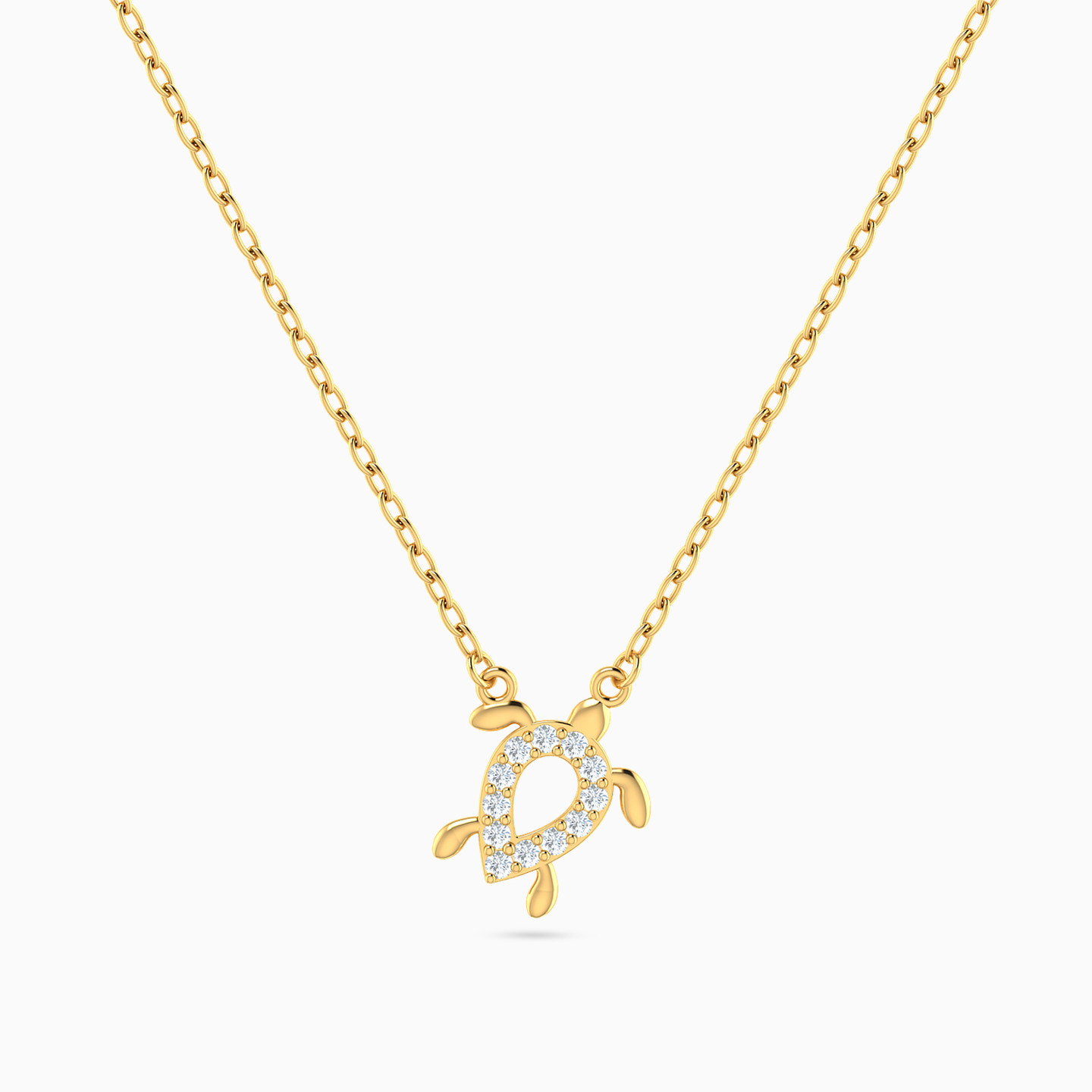 Turtle Cubic Zirconia Necklace in 14K Gold Miss L' Egypt