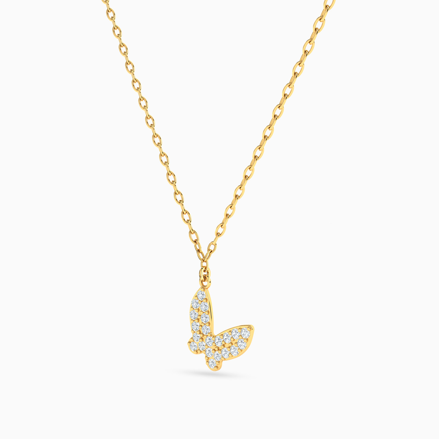 Butterfly Cubic Zirconia Necklace in 14K Gold - 2 Butterfly Cubic Zirconia Necklace in 14K Gold - 2