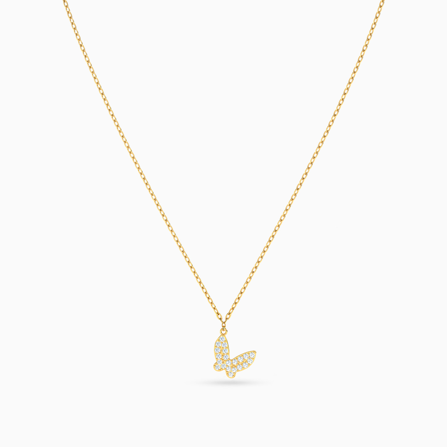 Butterfly Cubic Zirconia Necklace in 14K Gold - 3 Butterfly Cubic Zirconia Necklace in 14K Gold - 3