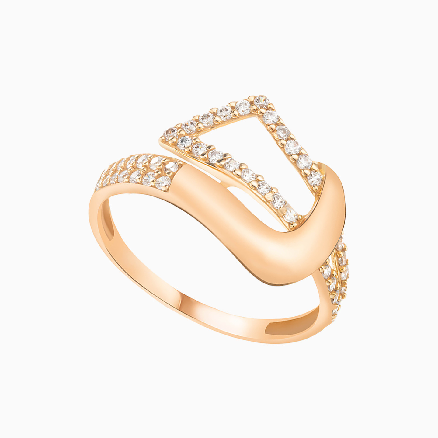 Geometric Cubic Zirconia Ring in 21K Gold - 2