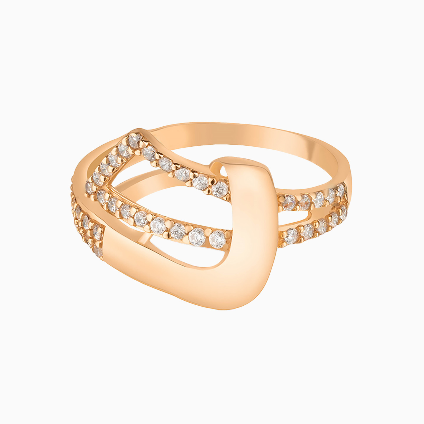 Geometric Cubic Zirconia Ring in 21K Gold