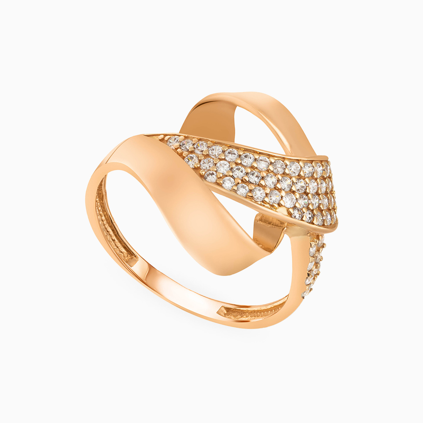 Twist Cubic Zirconia Ring in 21K Gold - 2