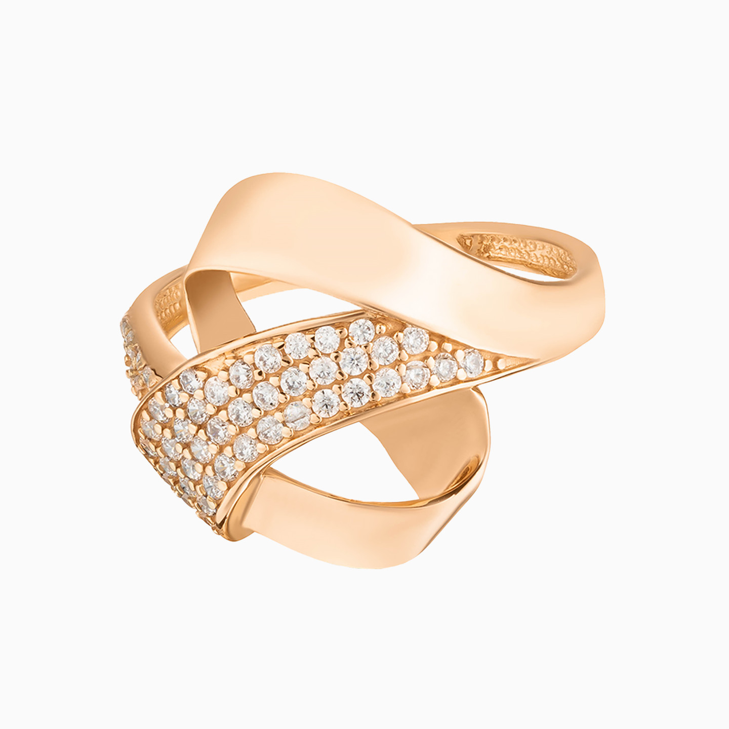 Twist Cubic Zirconia Ring in 21K Gold