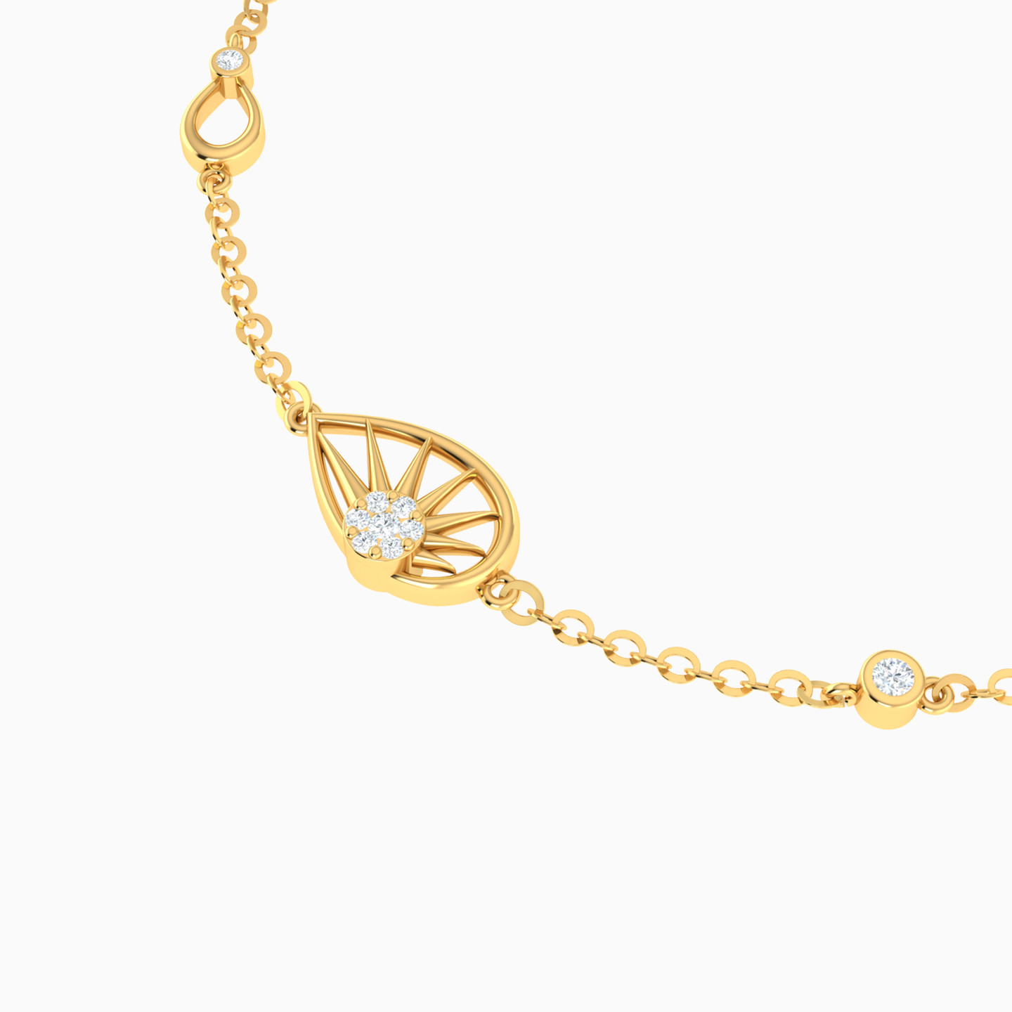 Pear Shaped Diamond Chain Bracelet in 18K Gold - 3