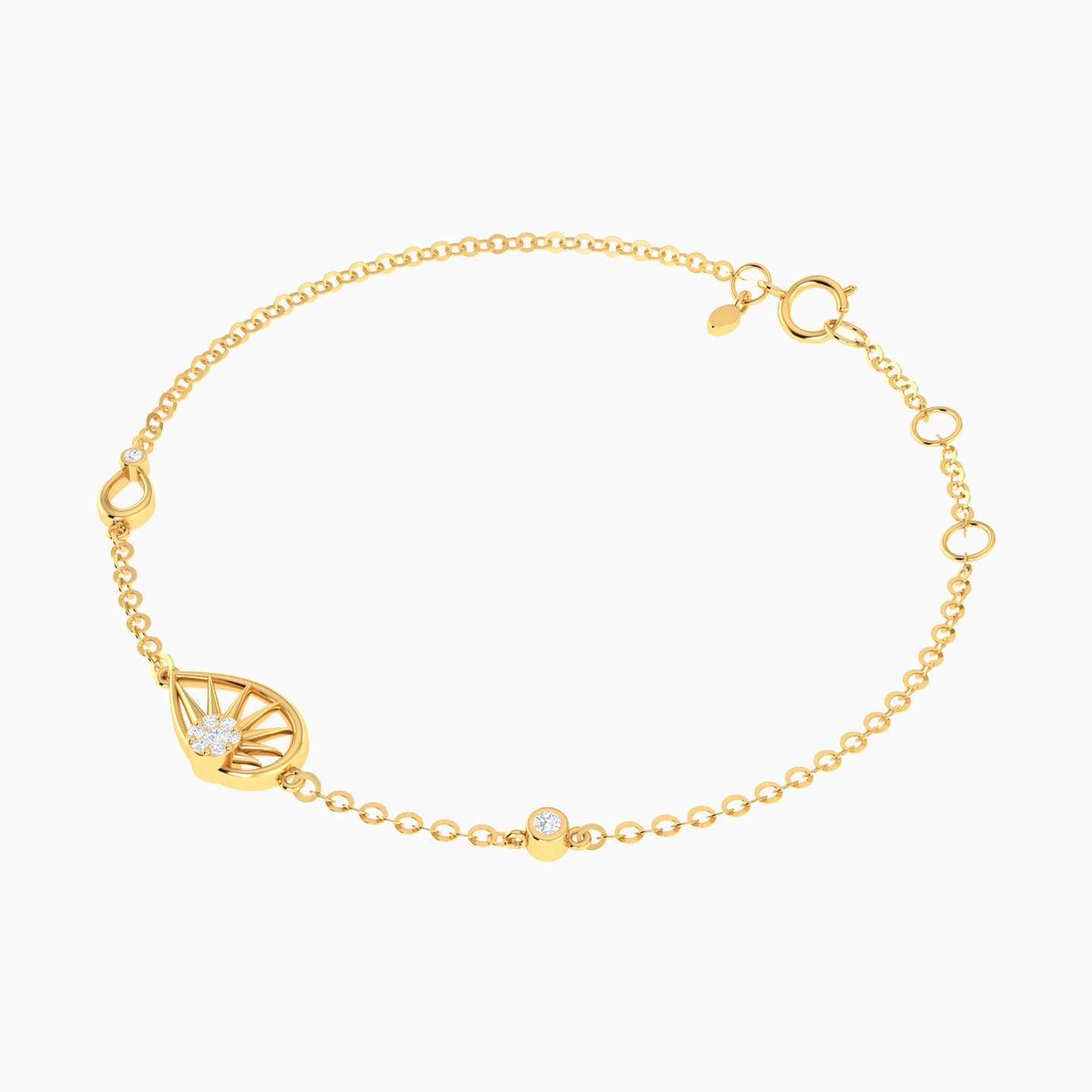 Pear Shaped Diamond Chain Bracelet in 18K Gold - 2