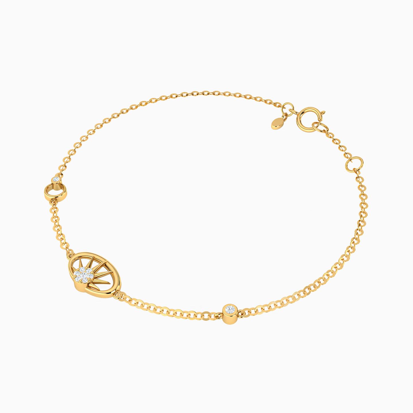 Round Shaped Diamond Chain Bracelet in 18K Gold  - 2