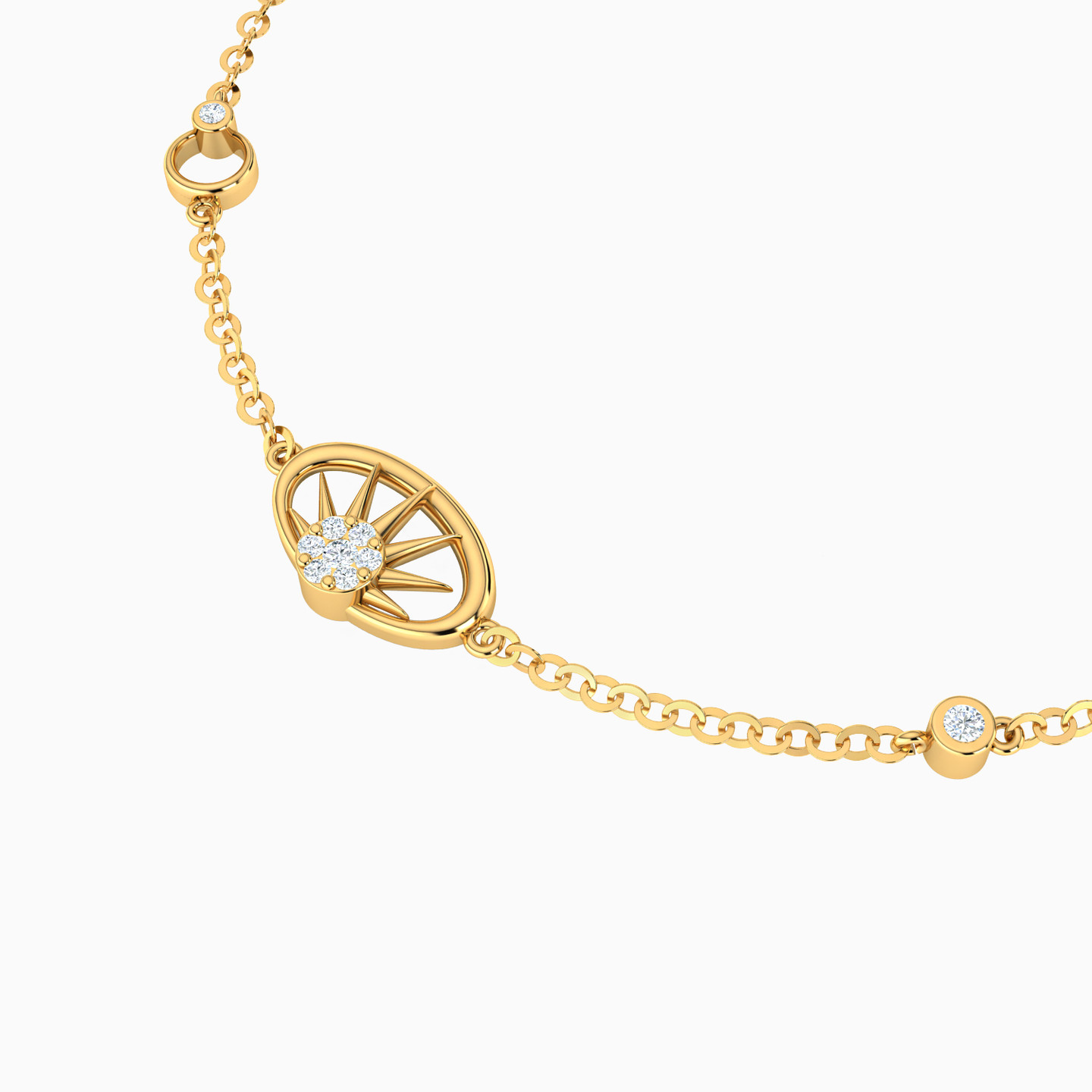 Round Shaped Diamond Chain Bracelet in 18K Gold  - 3