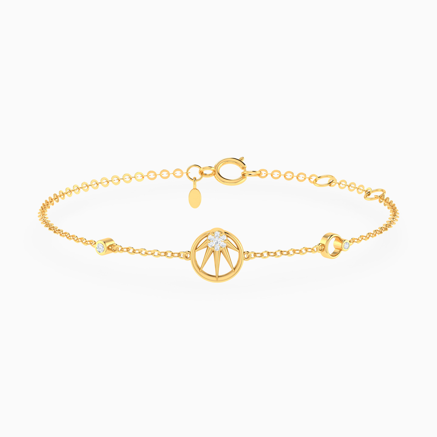 Round Shaped Diamond Chain Bracelet in 18K Gold 