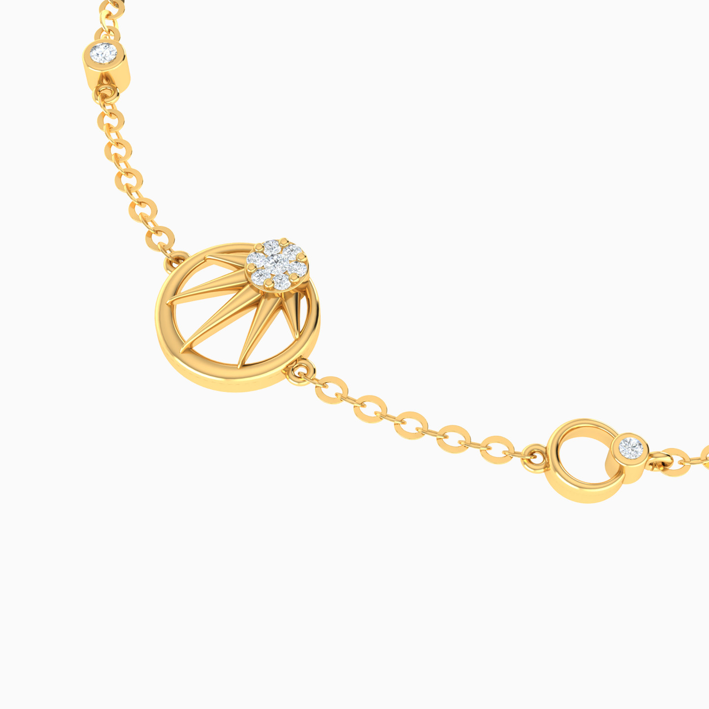 Circle Diamonds Chain Bracelet in 18K Gold - 3 Circle Diamonds Chain Bracelet in 18K Gold - 3