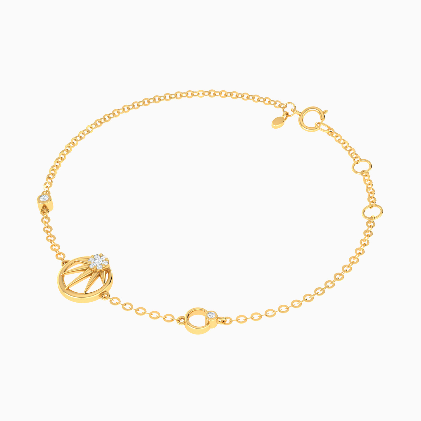 Circle Diamonds Chain Bracelet in 18K Gold - 2 Circle Diamonds Chain Bracelet in 18K Gold - 2