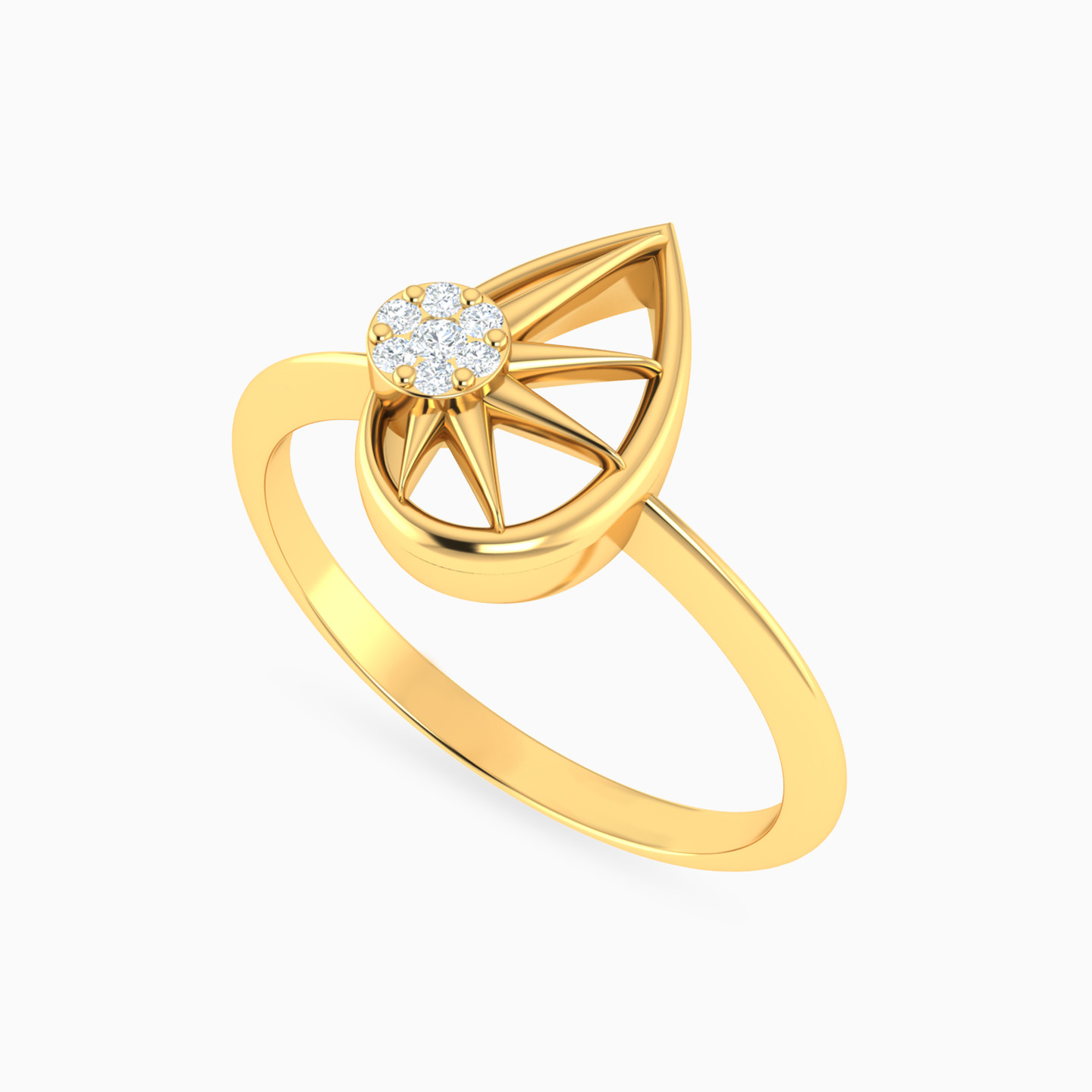 Pear Shaped Diamond Statement Ring in 18K Gold - 2