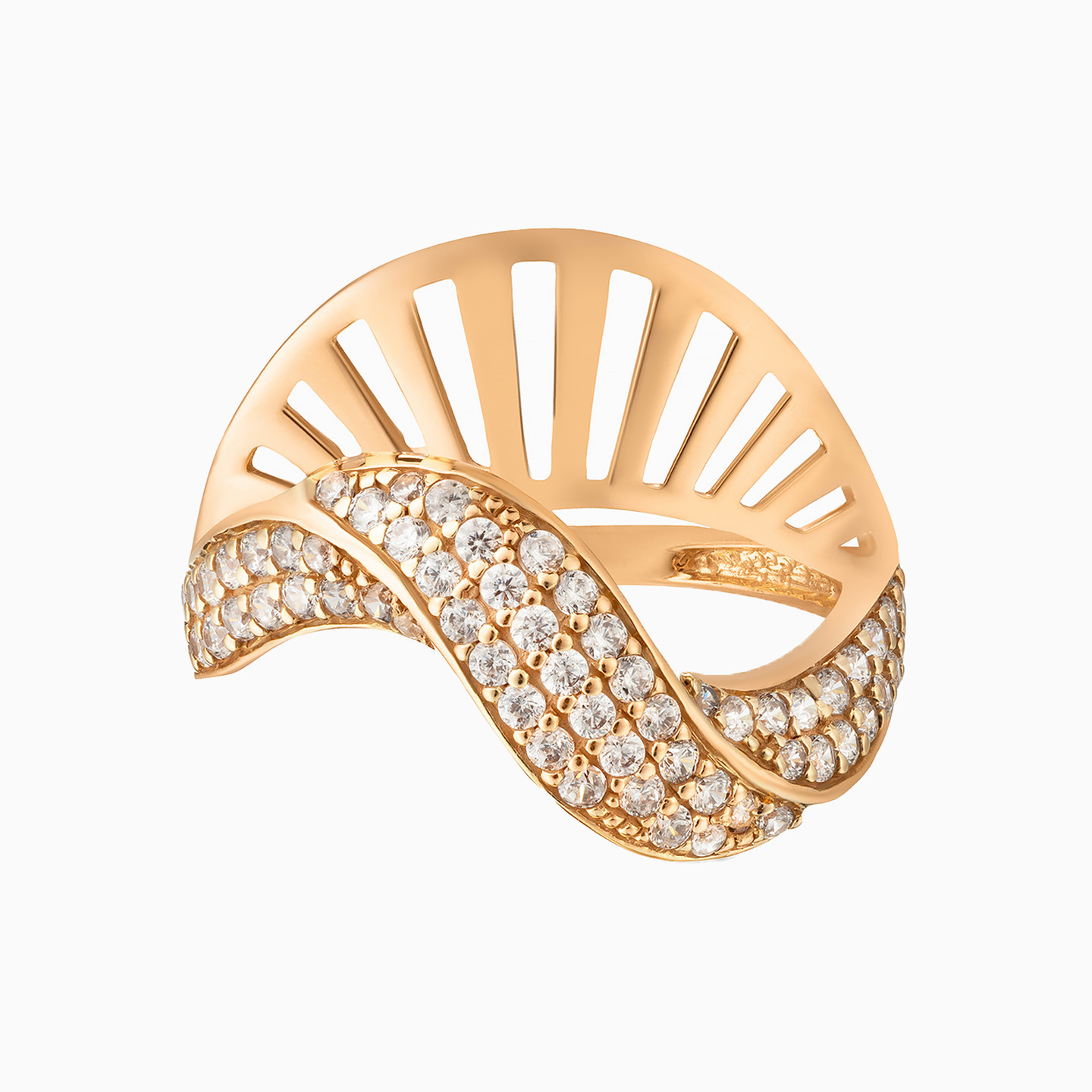 خاتم ذهب دوامة عيار 21 قيراط مزين بأحجار الزركون خاتم ذهب دوامة عيار 21 قيراط مزين بأحجار الزركون