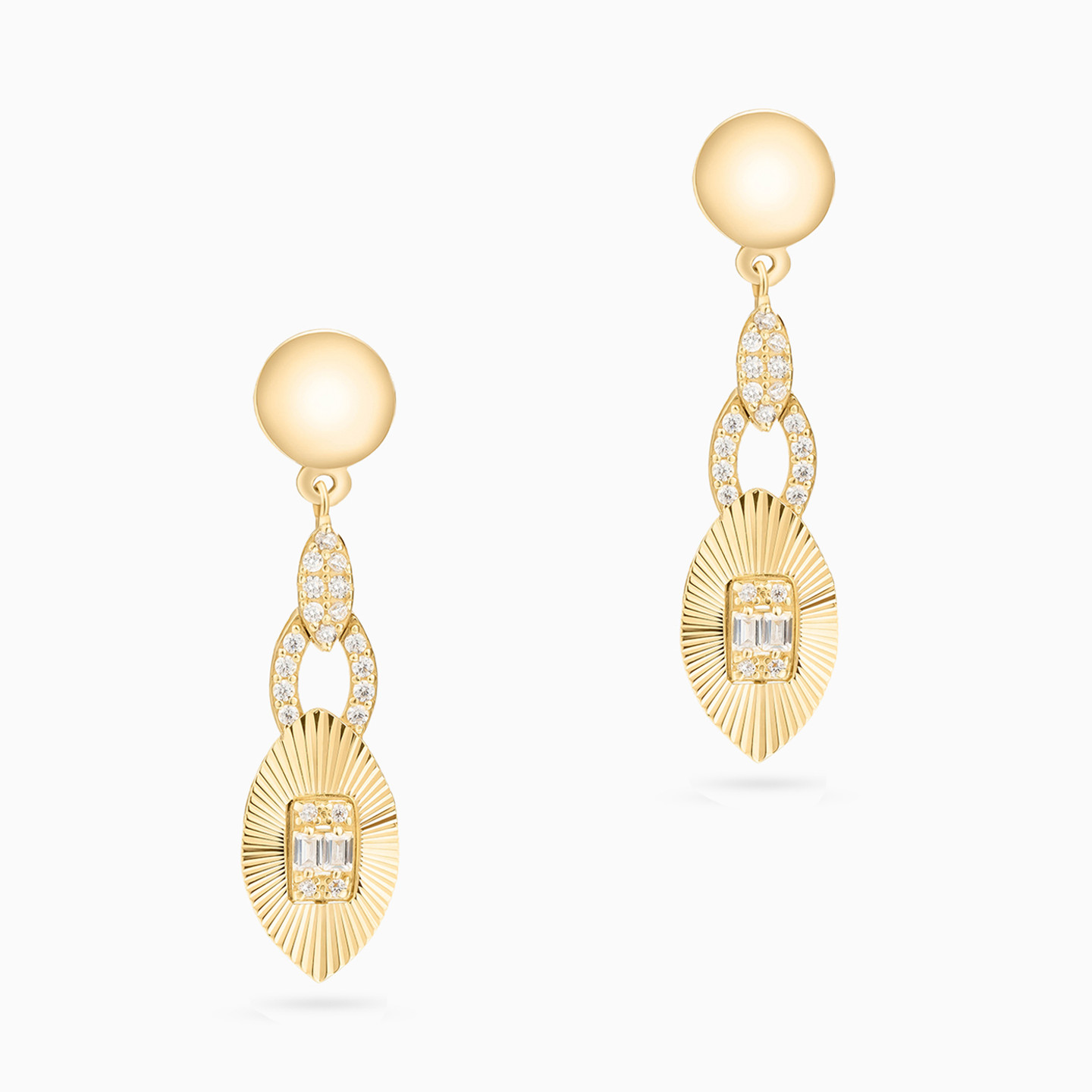 Marquise Cubic Zirconia Drop Earrings in 18K Gold - 2 Marquise Cubic Zirconia Drop Earrings in 18K Gold - 2