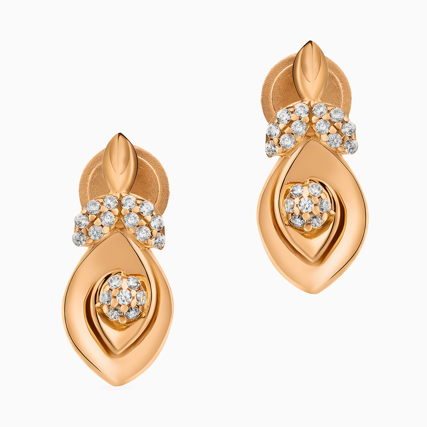 Marquise Cubic Zirconia Stud Earrings in 21K Gold