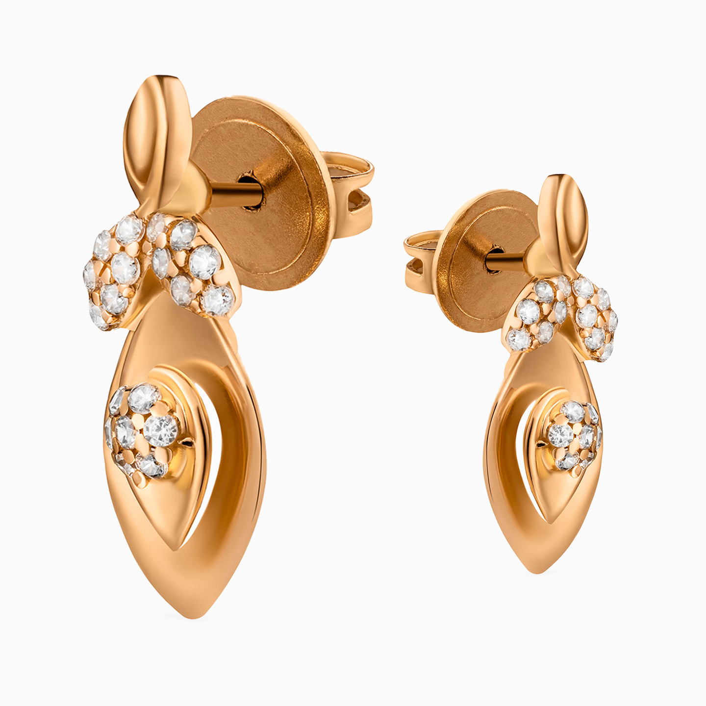 Marquise Cubic Zirconia Stud Earrings in 21K Gold - 3