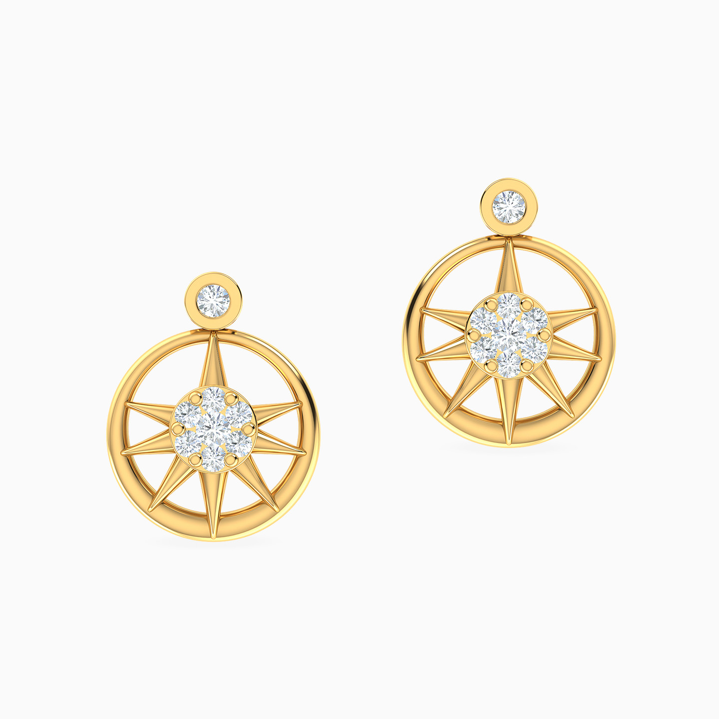 Round Shaped Diamond Stud Earrings in 18K Gold - 3