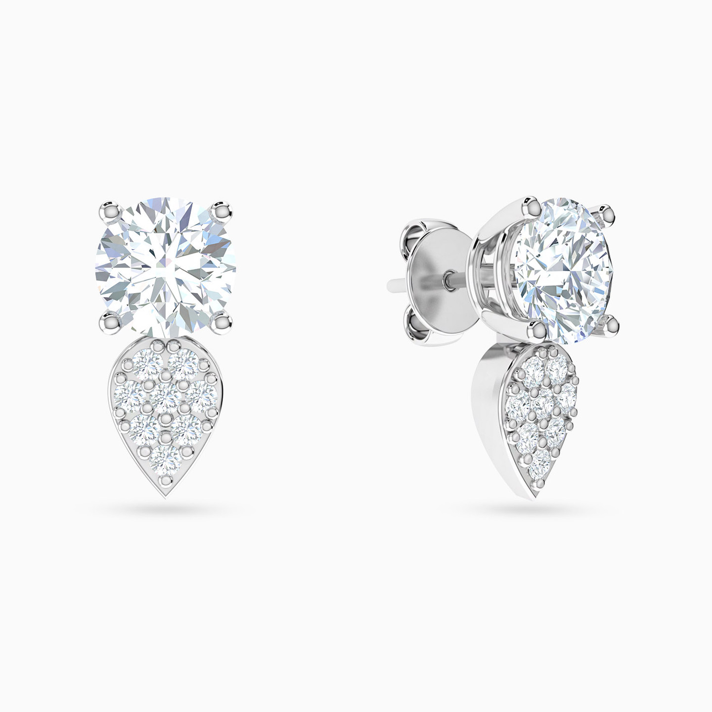 18K Gold Cubic Zirconia Stud Earrings - 2