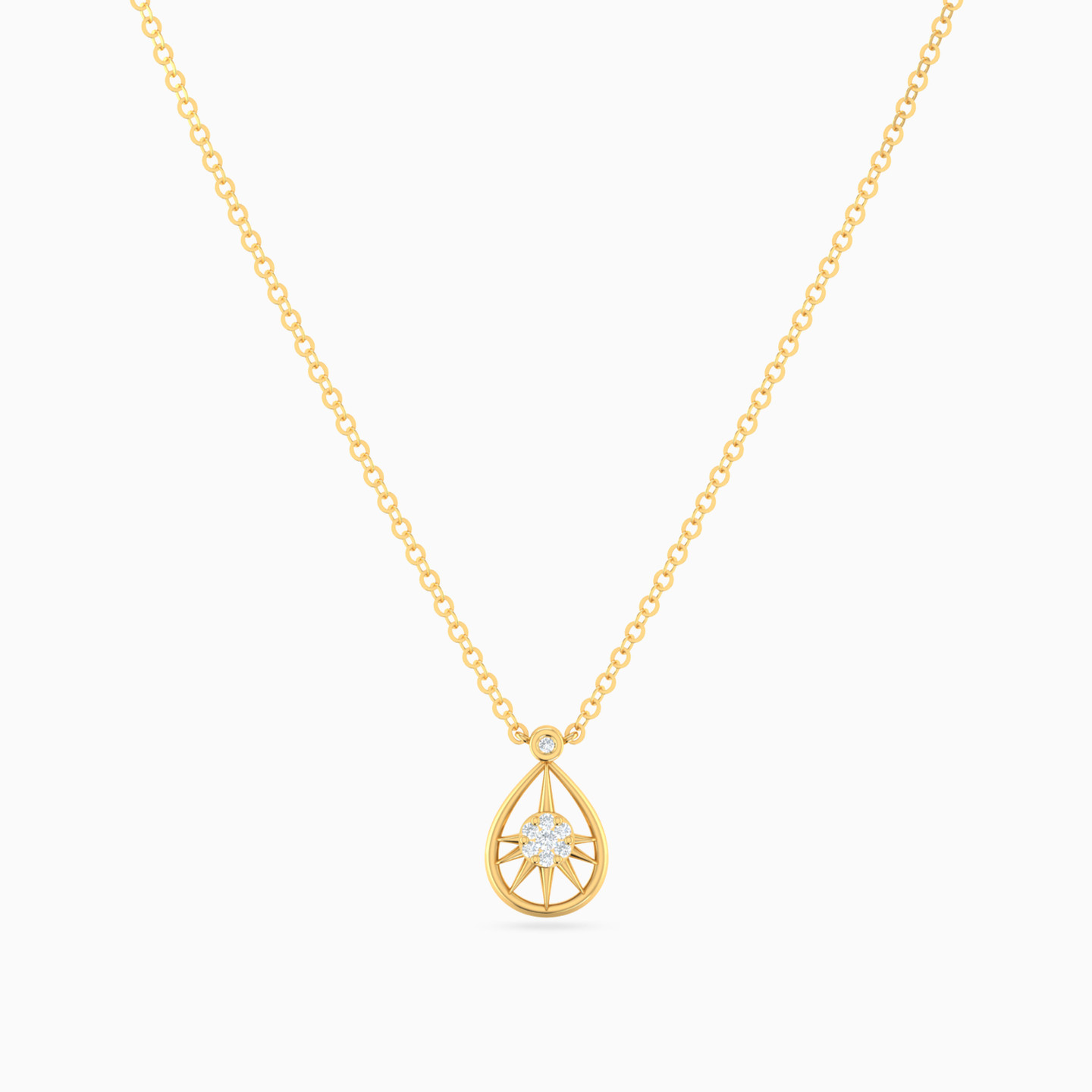 Pear Shaped Diamond Pendant Necklace with 18K Gold Chain - 3