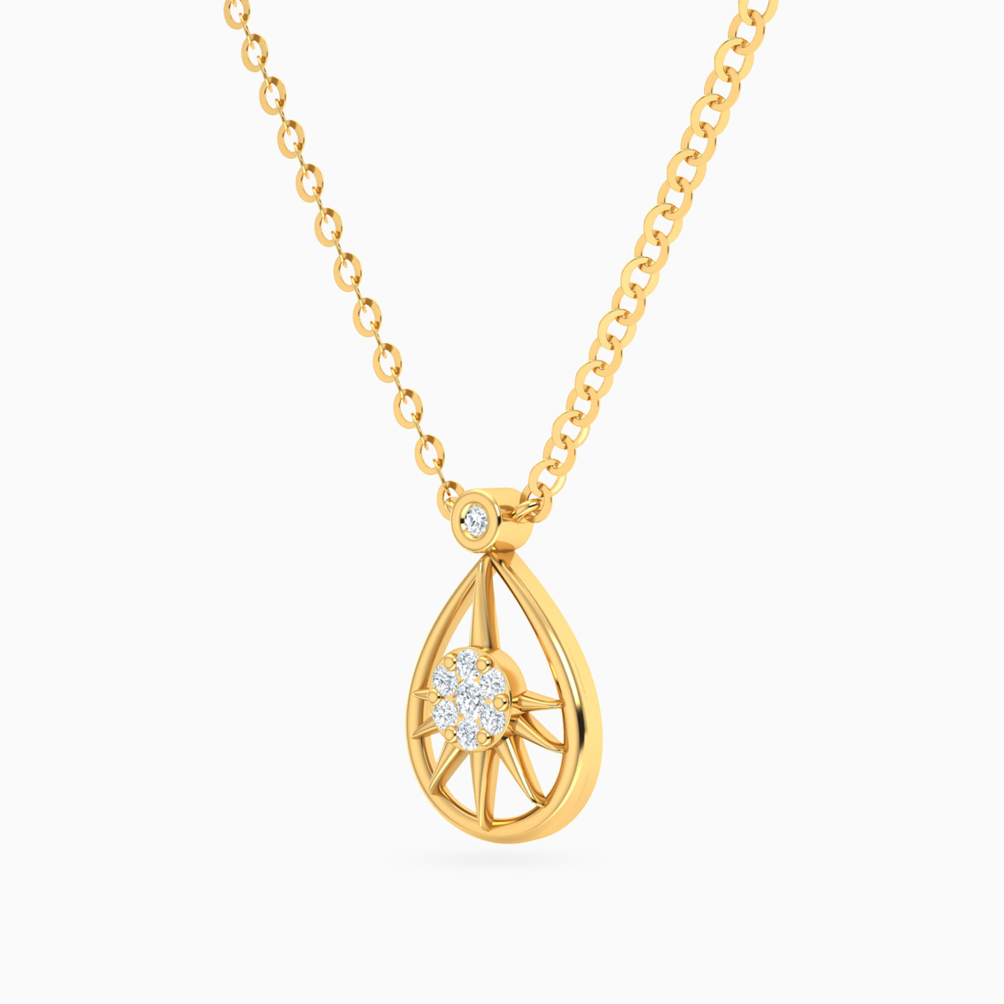 Pear Shaped Diamond Pendant Necklace with 18K Gold Chain - 2