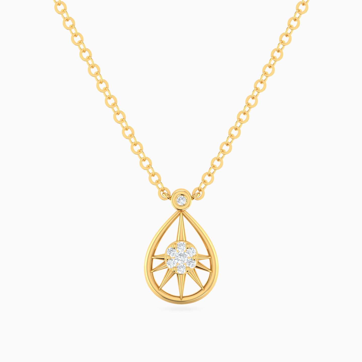 Pear Shaped Diamond Pendant Necklace with 18K Gold Chain