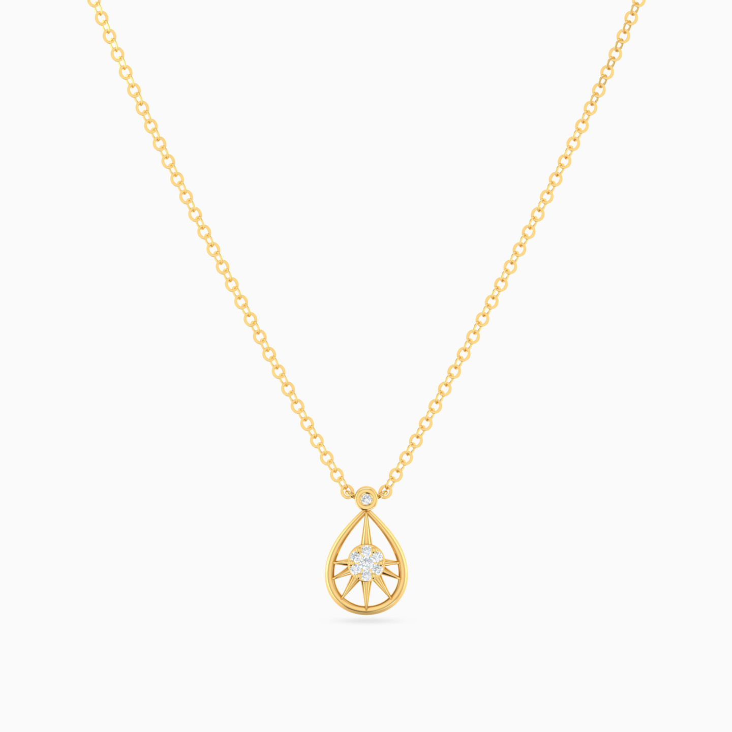 Pear Diamonds Necklace in 18K Gold - 3 Pear Diamonds Necklace in 18K Gold - 3