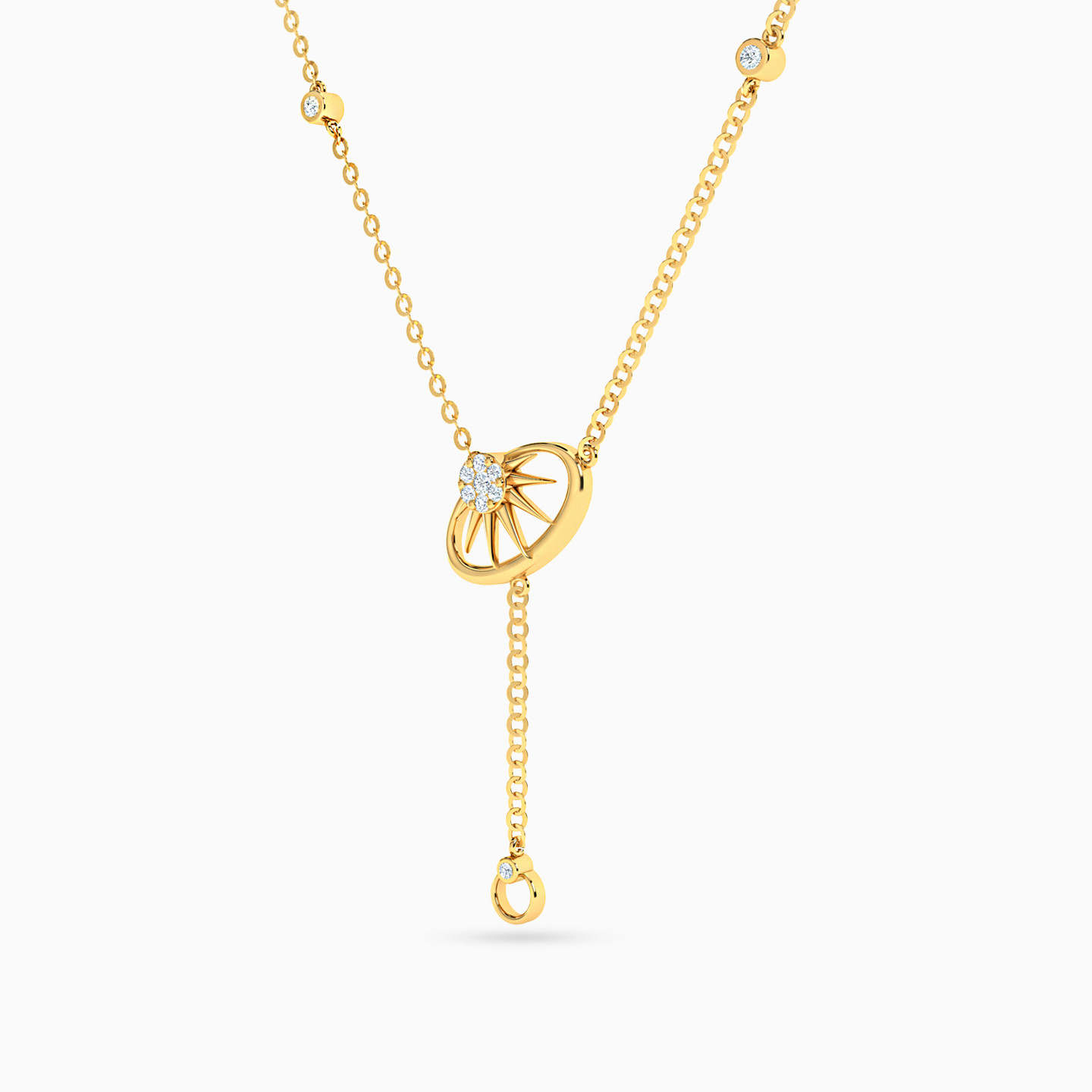 Round Shaped Diamond Pendant Necklace with 18K Gold Chain - 2