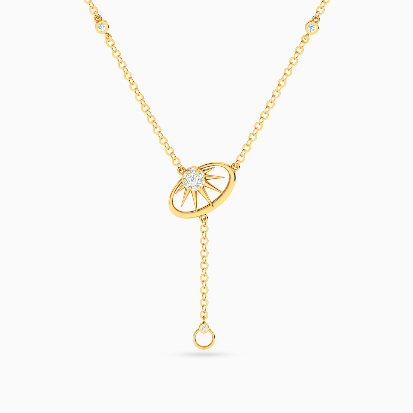 Round Shaped Diamond Pendant Necklace with 18K Gold Chain