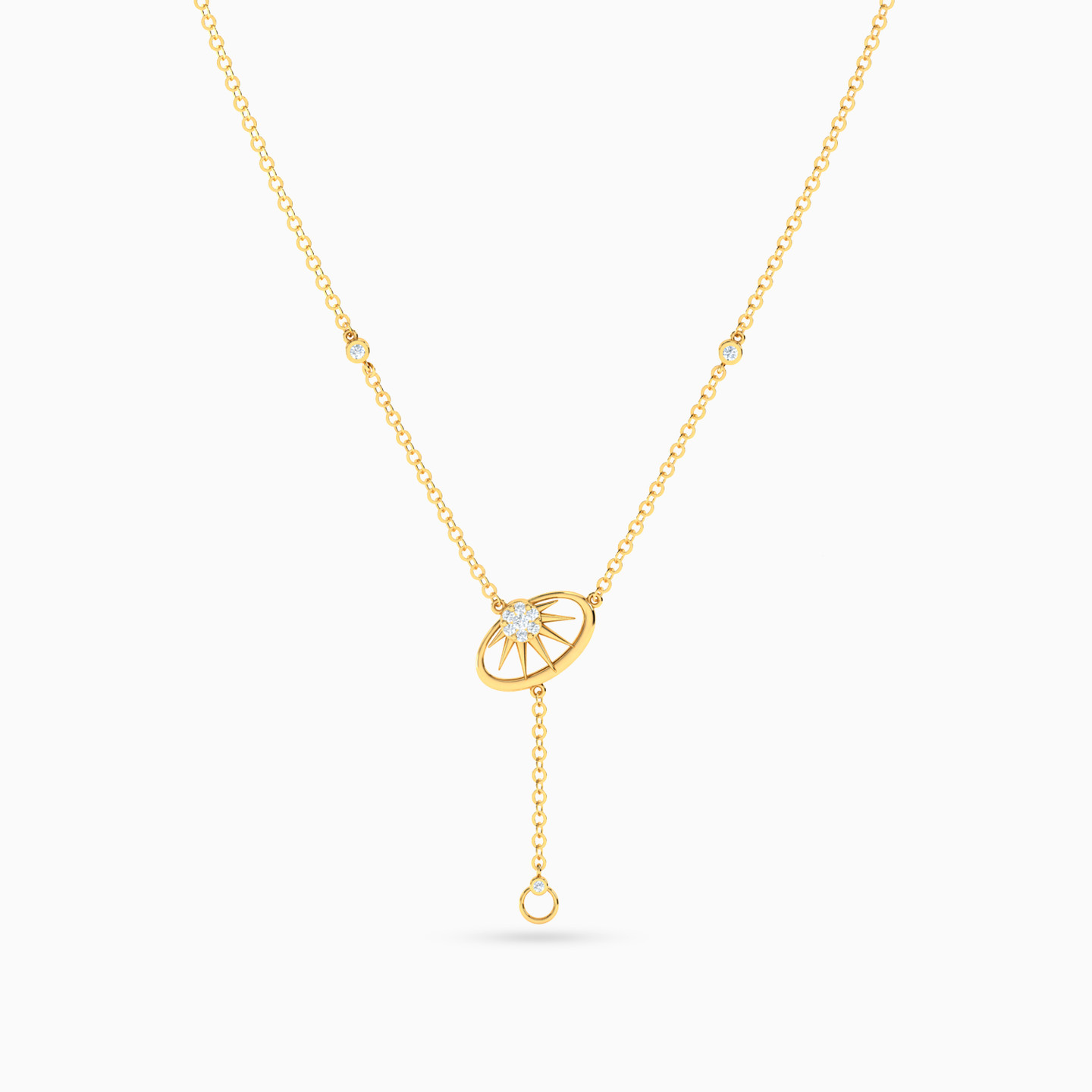 Round Shaped Diamond Pendant Necklace with 18K Gold Chain - 3