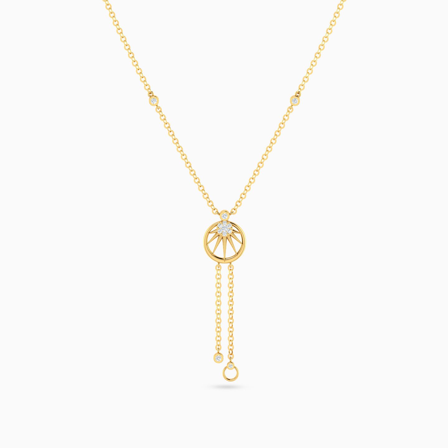 Round Shaped Diamond Pendant Necklace with 18K Gold Chain - 3