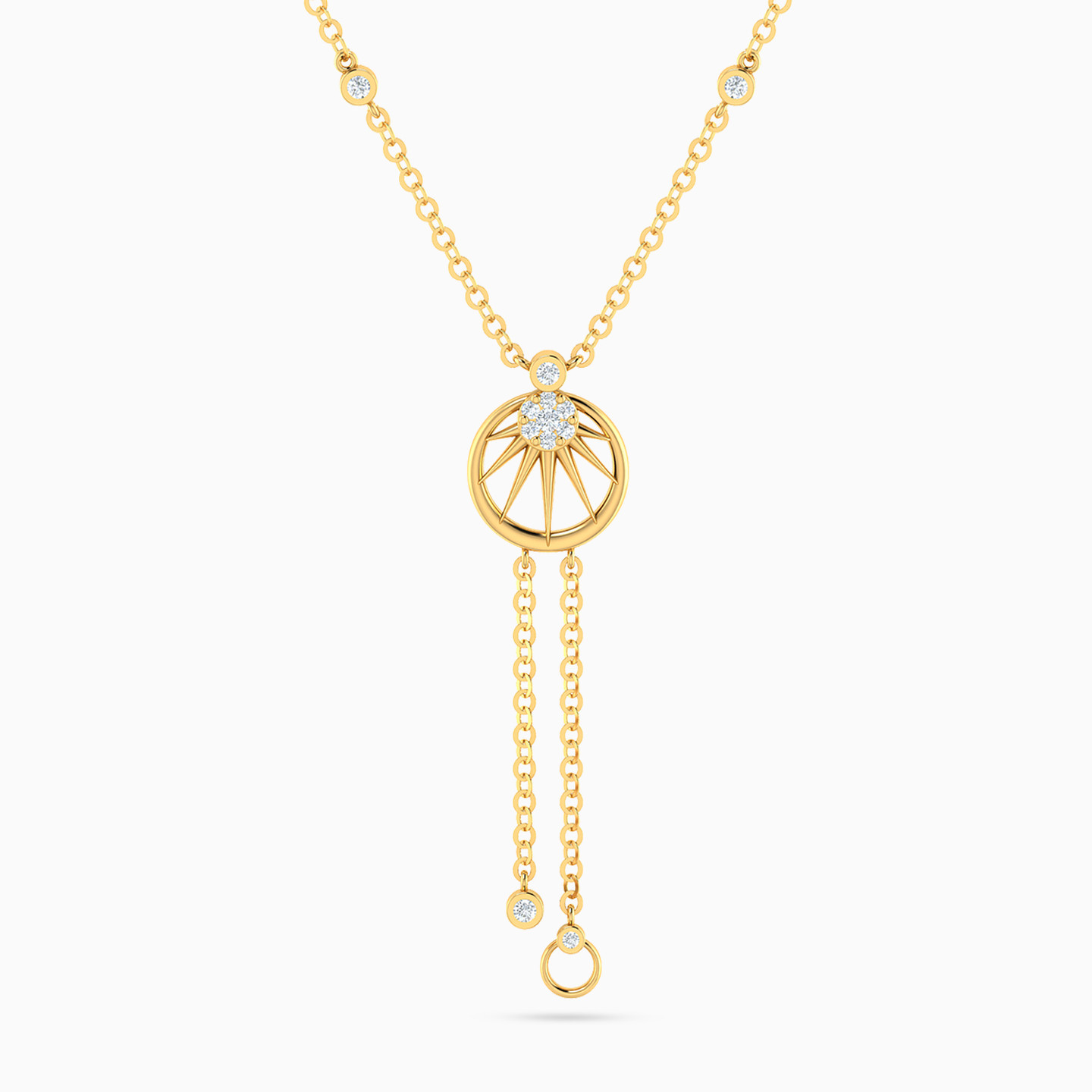 Round Shaped Diamond Pendant Necklace with 18K Gold Chain