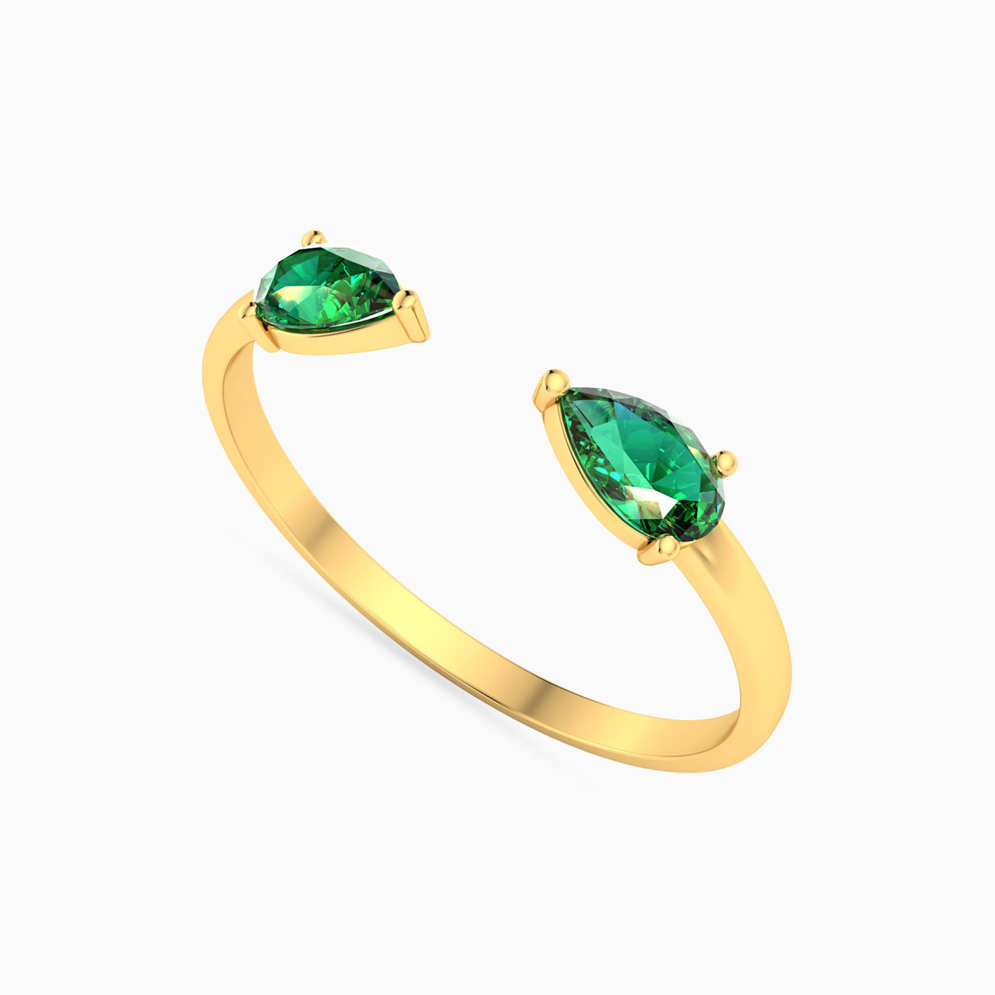 Teardrop Shaped Colored Stones Two-Headed Ring in 14K Gold - 3