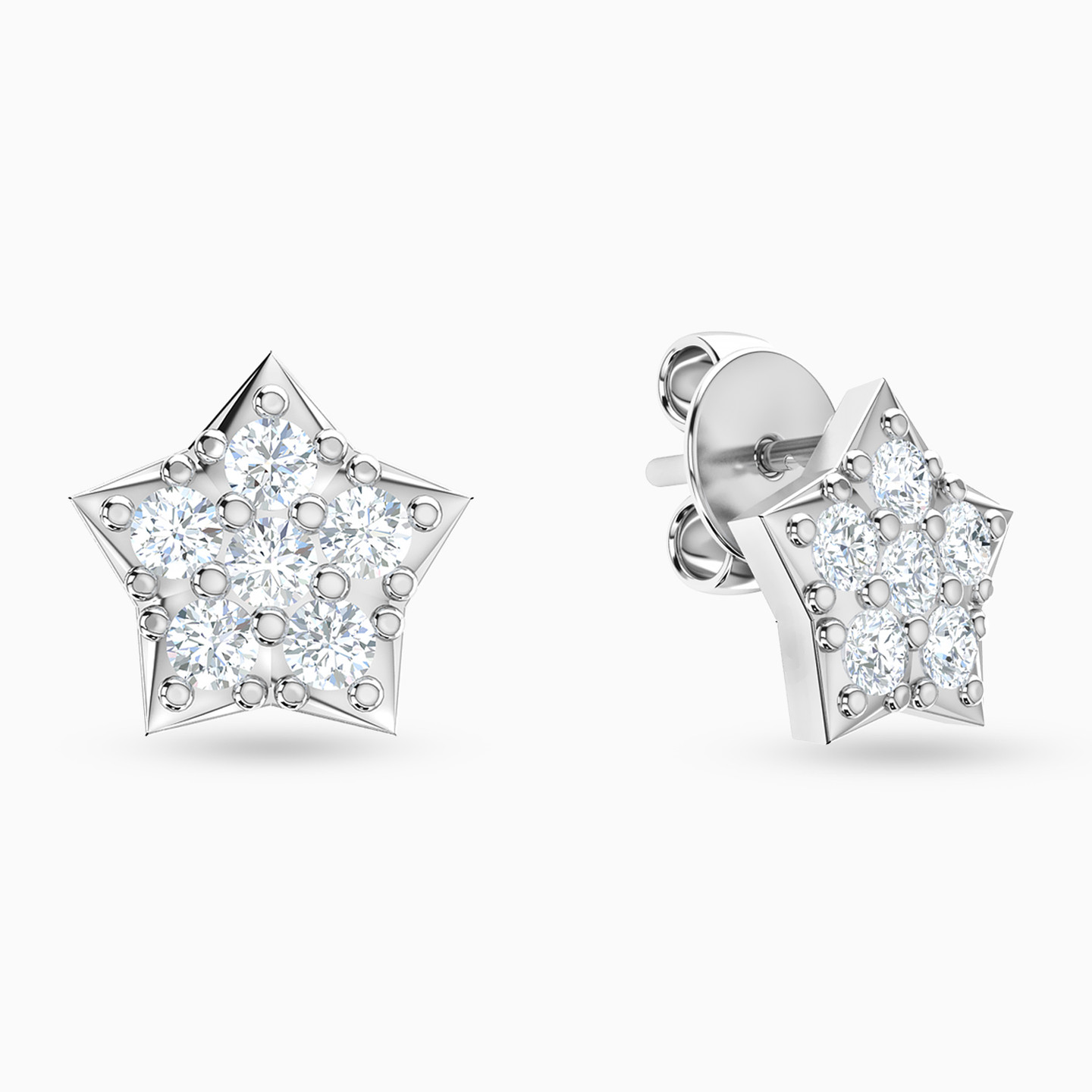 18K Gold Cubic Zirconia Stud Earrings - 2