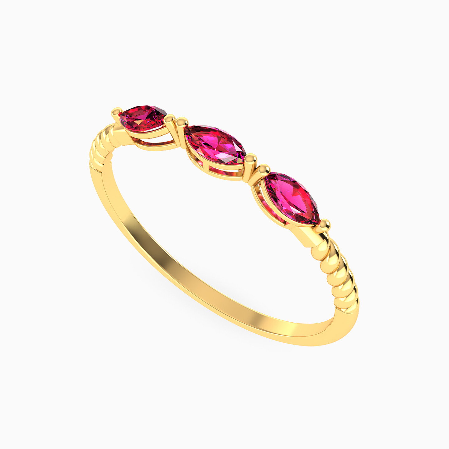 Marquise Shaped Colored Stones Statement Ring in 14K Gold - 3