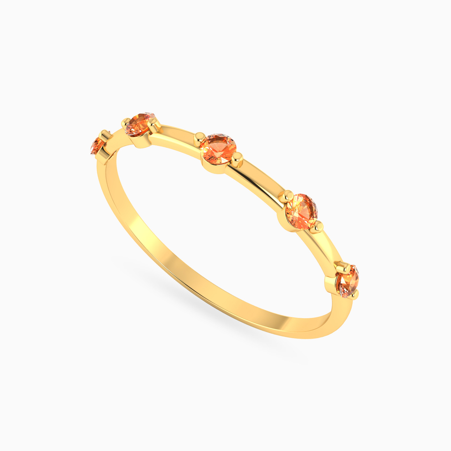 Round Shaped Orange Stone Statement Ring in 14K Gold - 3 Round Shaped Orange Stone Statement Ring in 14K Gold - 3