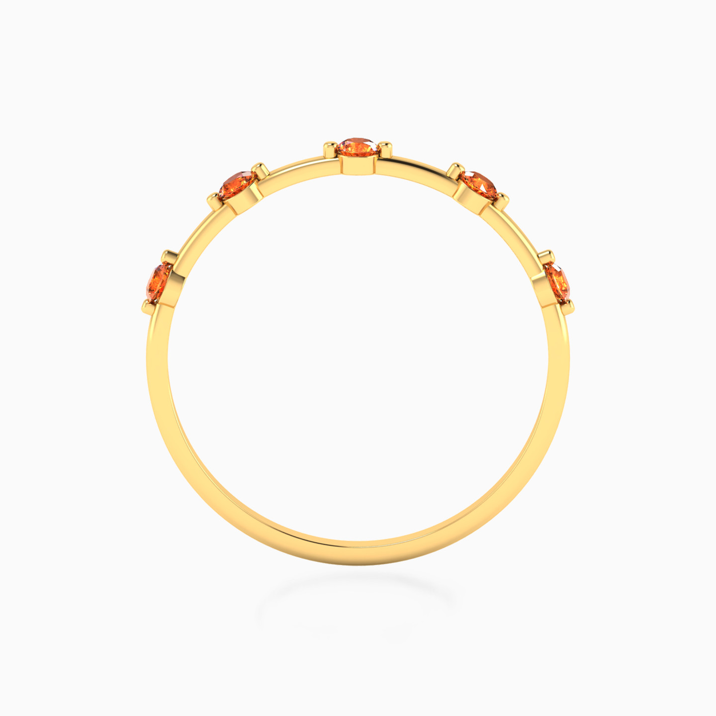 Round Shaped Orange Stone Statement Ring in 14K Gold - 4 Round Shaped Orange Stone Statement Ring in 14K Gold - 4