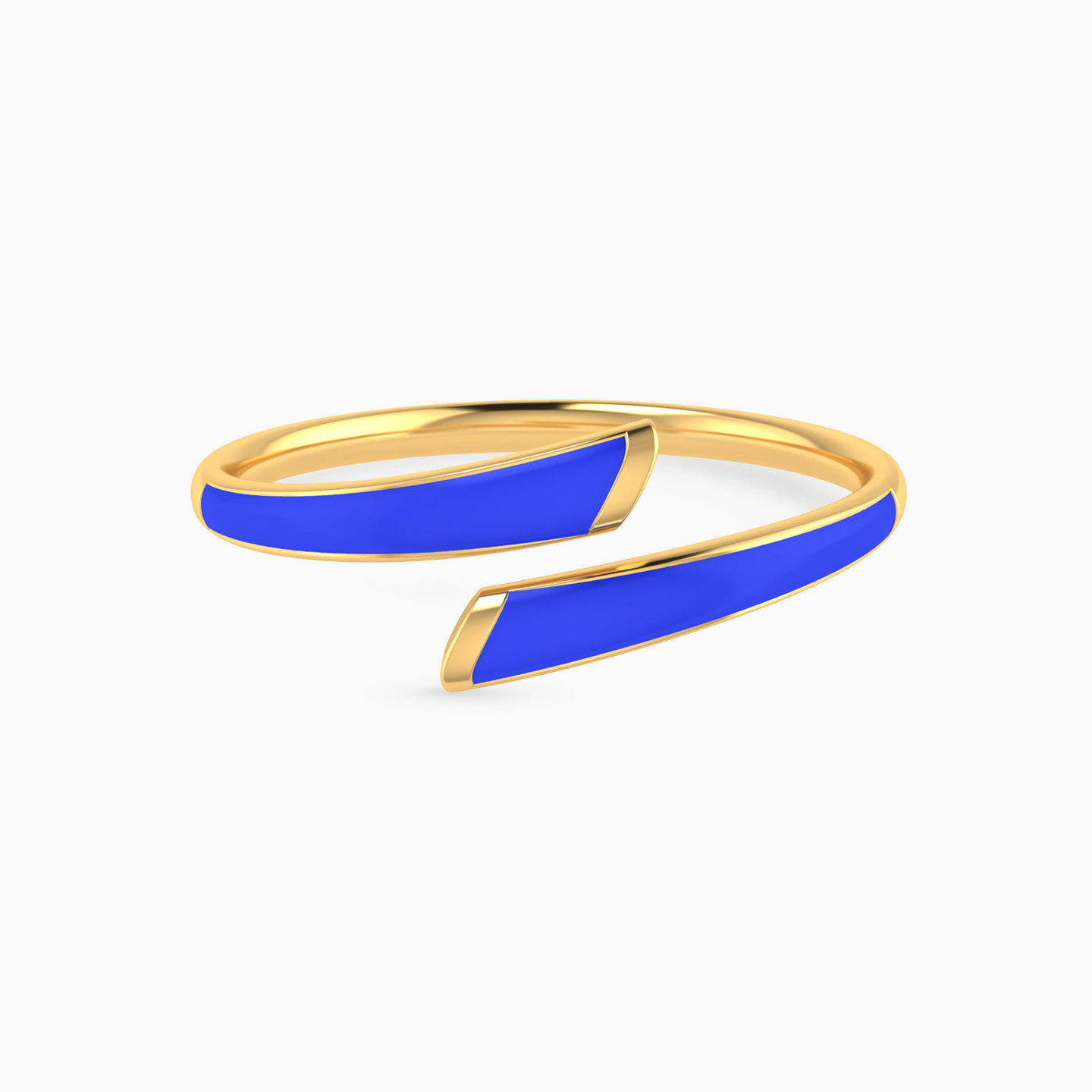 Abstract Shaped Enamel Coated Two-headed Ring in 14K Gold