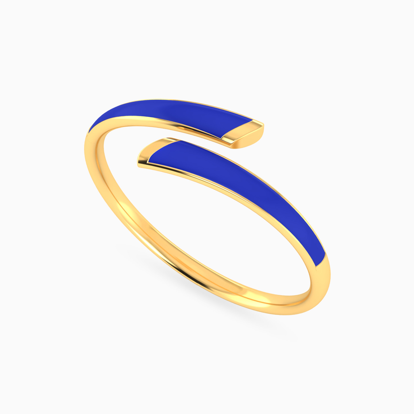 Abstract Shaped Enamel Coated Two-headed Ring in 14K Gold - 3