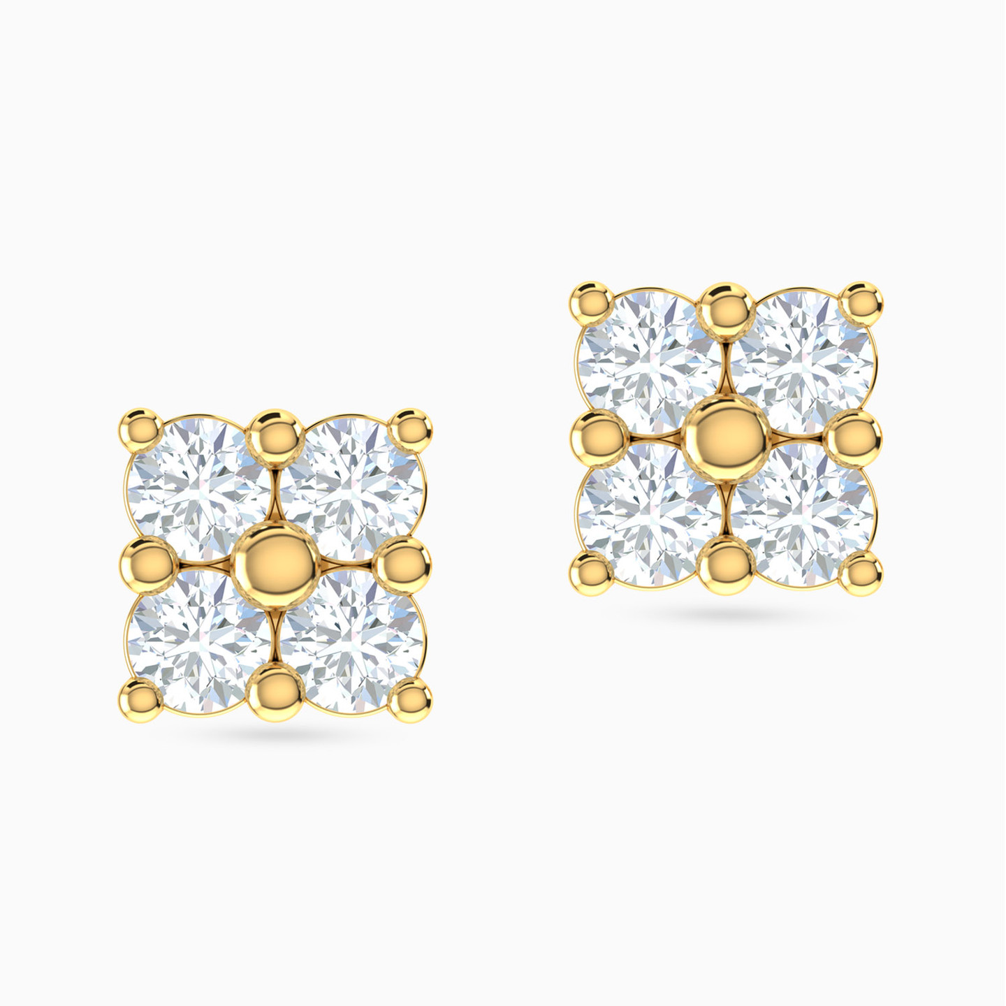 أقراط صغيرة ذهب مربعة عيار 18 قيراط مزينة بأحجار الزركون أقراط صغيرة ذهب مربعة عيار 18 قيراط مزينة بأحجار الزركون