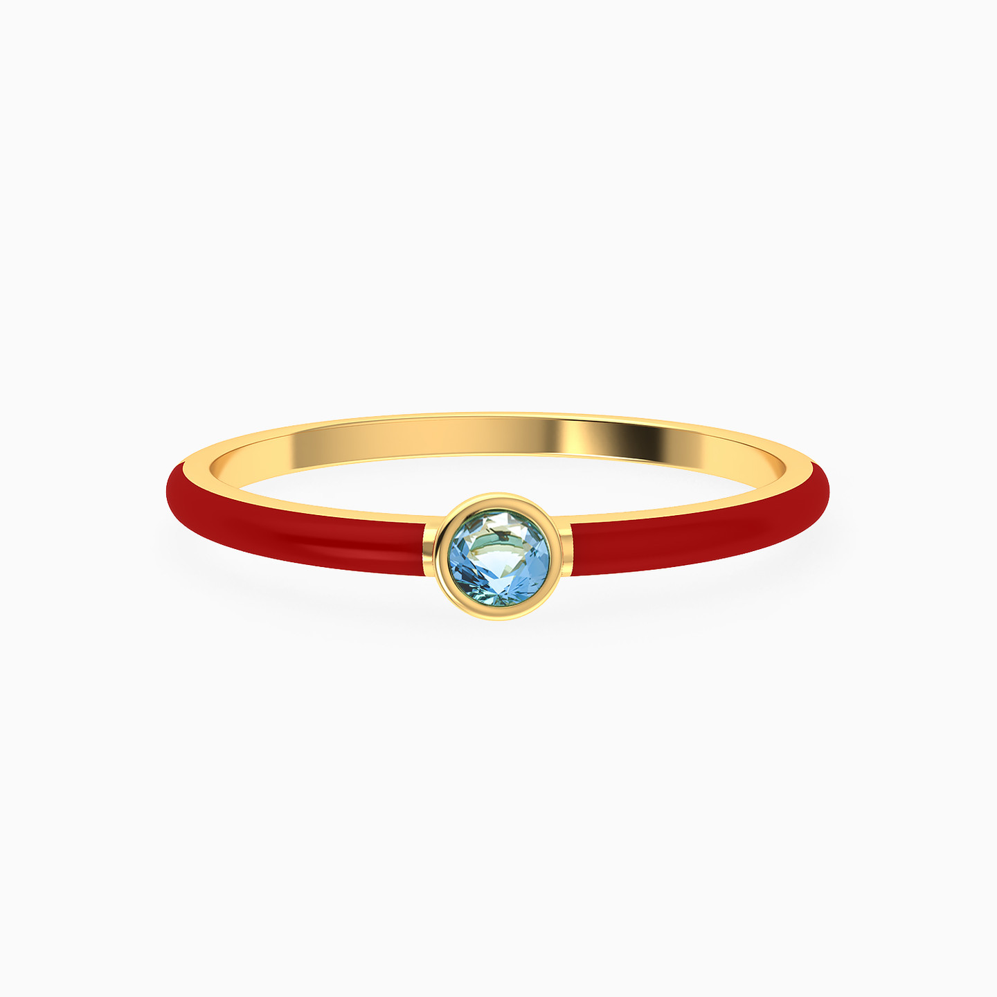 Abstract Shaped Colored Stones & Enamel Coated Statement Ring in 14K Gold