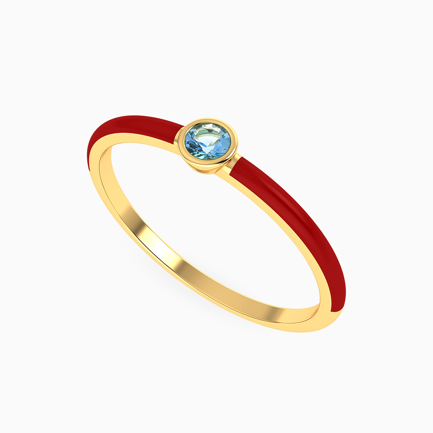 Abstract Shaped Colored Stones & Enamel Coated Statement Ring in 14K Gold - 3