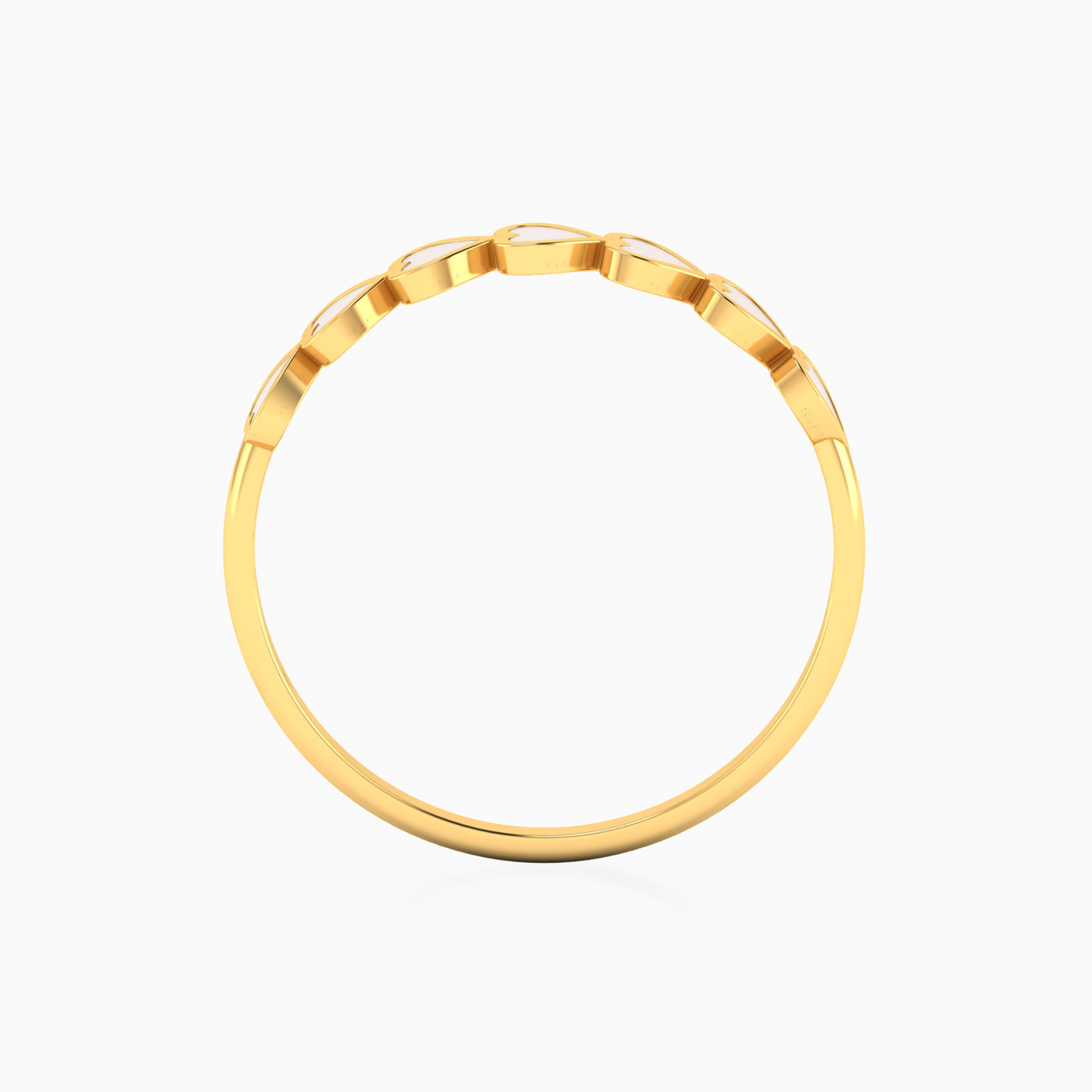 خاتم ستيتمنت ذهب عيار 14 قيراط شكل قلب مطلي بالمينا - 5 خاتم ستيتمنت ذهب عيار 14 قيراط شكل قلب مطلي بالمينا - 5