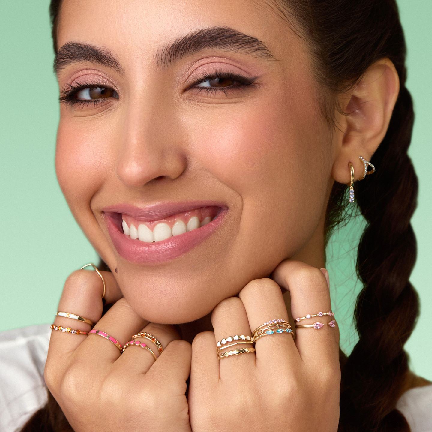 خاتم ستيتمنت ذهب عيار 14 قيراط شكل قلب مطلي بالمينا - 6 خاتم ستيتمنت ذهب عيار 14 قيراط شكل قلب مطلي بالمينا - 6