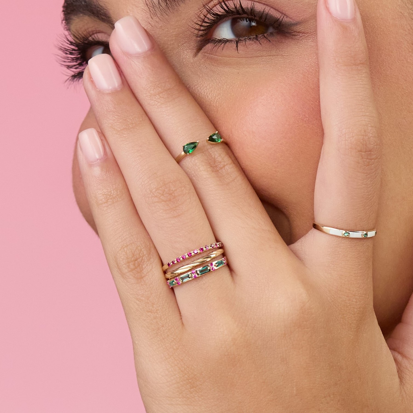 خاتم ستيتمنت ذهب عيار 14 قيراط شكل مضفر - 2 خاتم ستيتمنت ذهب عيار 14 قيراط شكل مضفر - 2