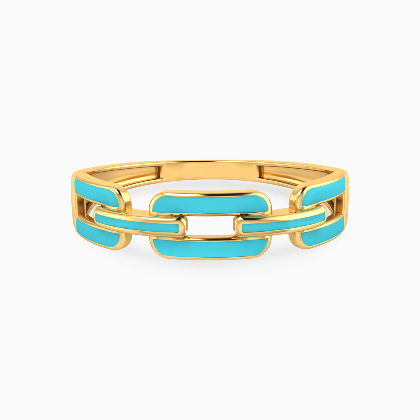 Chain Shaped Enamel Coated Statement Ring in 14K Gold