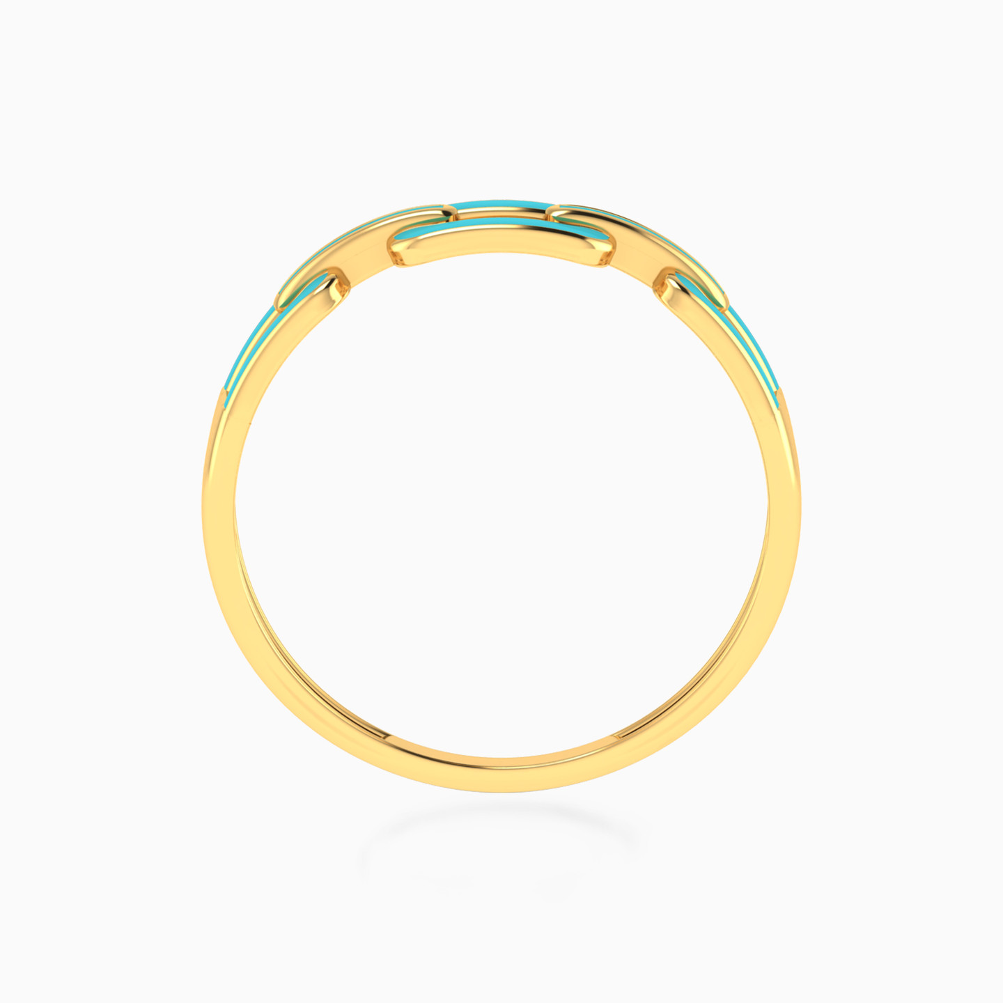 Chain Shaped Enamel Coated Statement Ring in 14K Gold - 4 Chain Shaped Enamel Coated Statement Ring in 14K Gold - 4