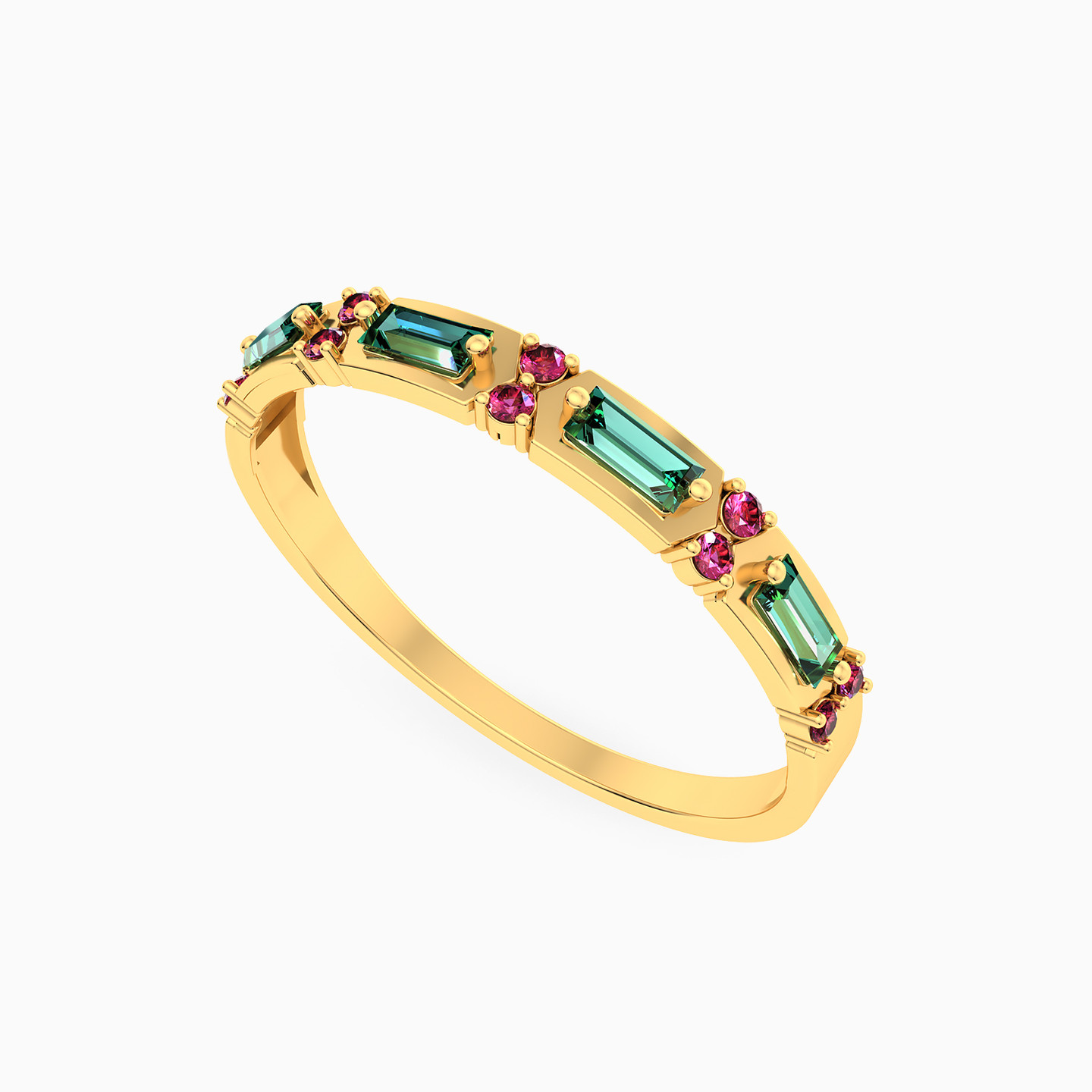 Multi-shaped Colored Stones Statement Ring in 14K Gold  - 3