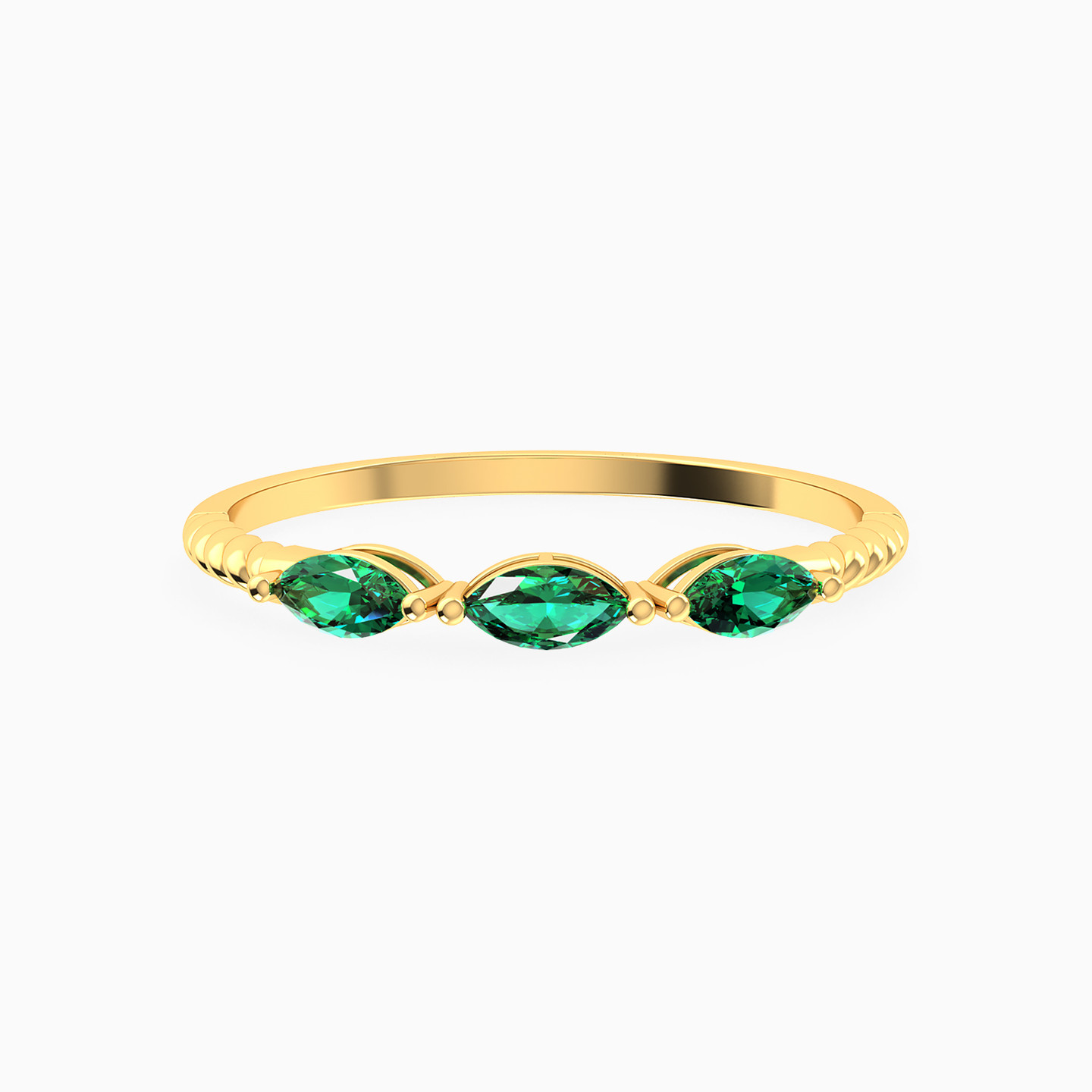 Marquise Shaped Green Stones Statement Ring in 14K Gold Marquise Shaped Green Stones Statement Ring in 14K Gold