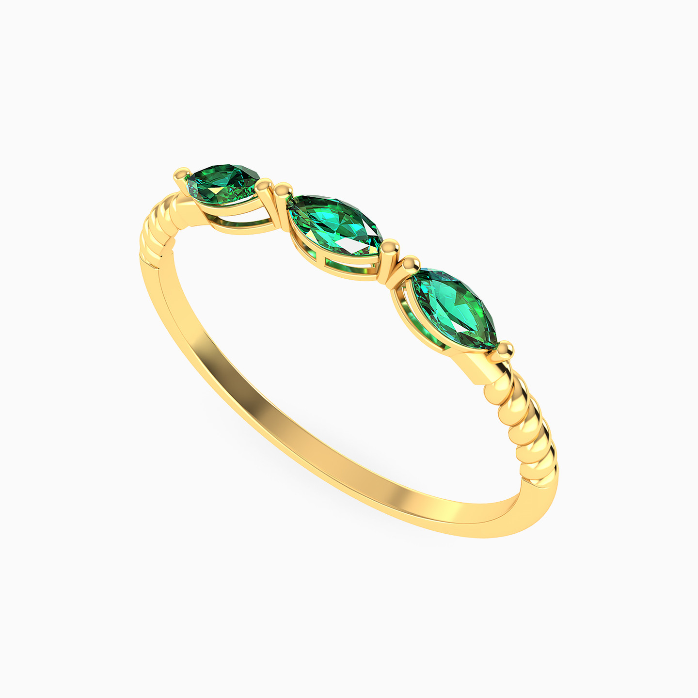 Marquise Shaped Green Stones Statement Ring in 14K Gold - 3 Marquise Shaped Green Stones Statement Ring in 14K Gold - 3