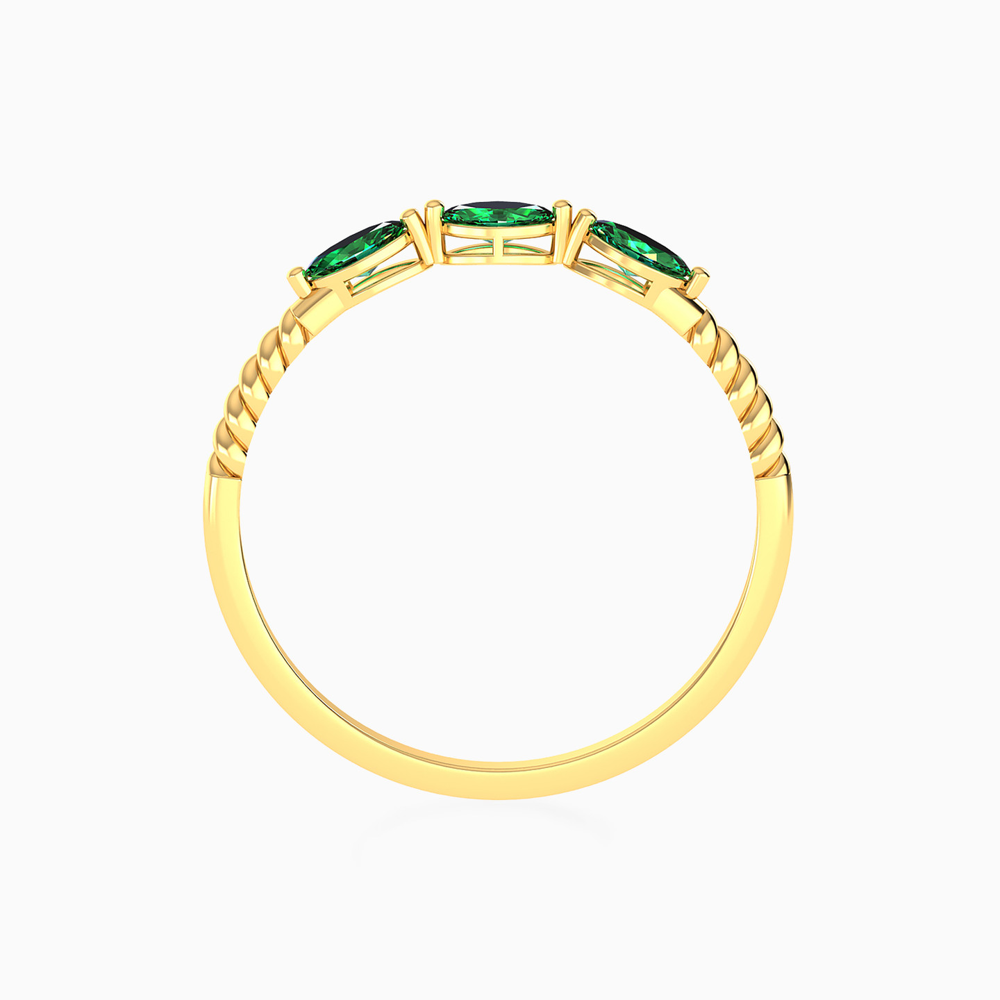Marquise Shaped Green Stones Statement Ring in 14K Gold - 4 Marquise Shaped Green Stones Statement Ring in 14K Gold - 4