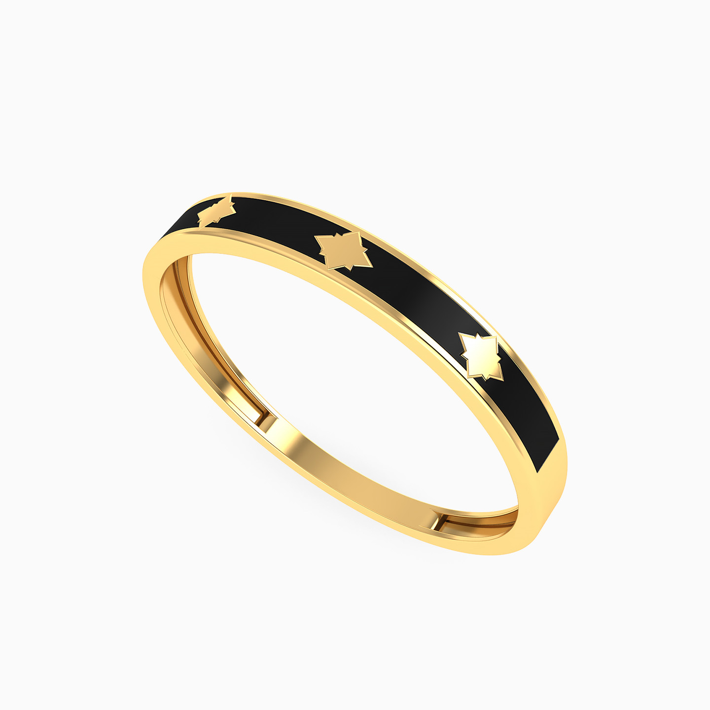 Abstract Shaped Enamel Coated Statement Ring in 14K Gold - 3